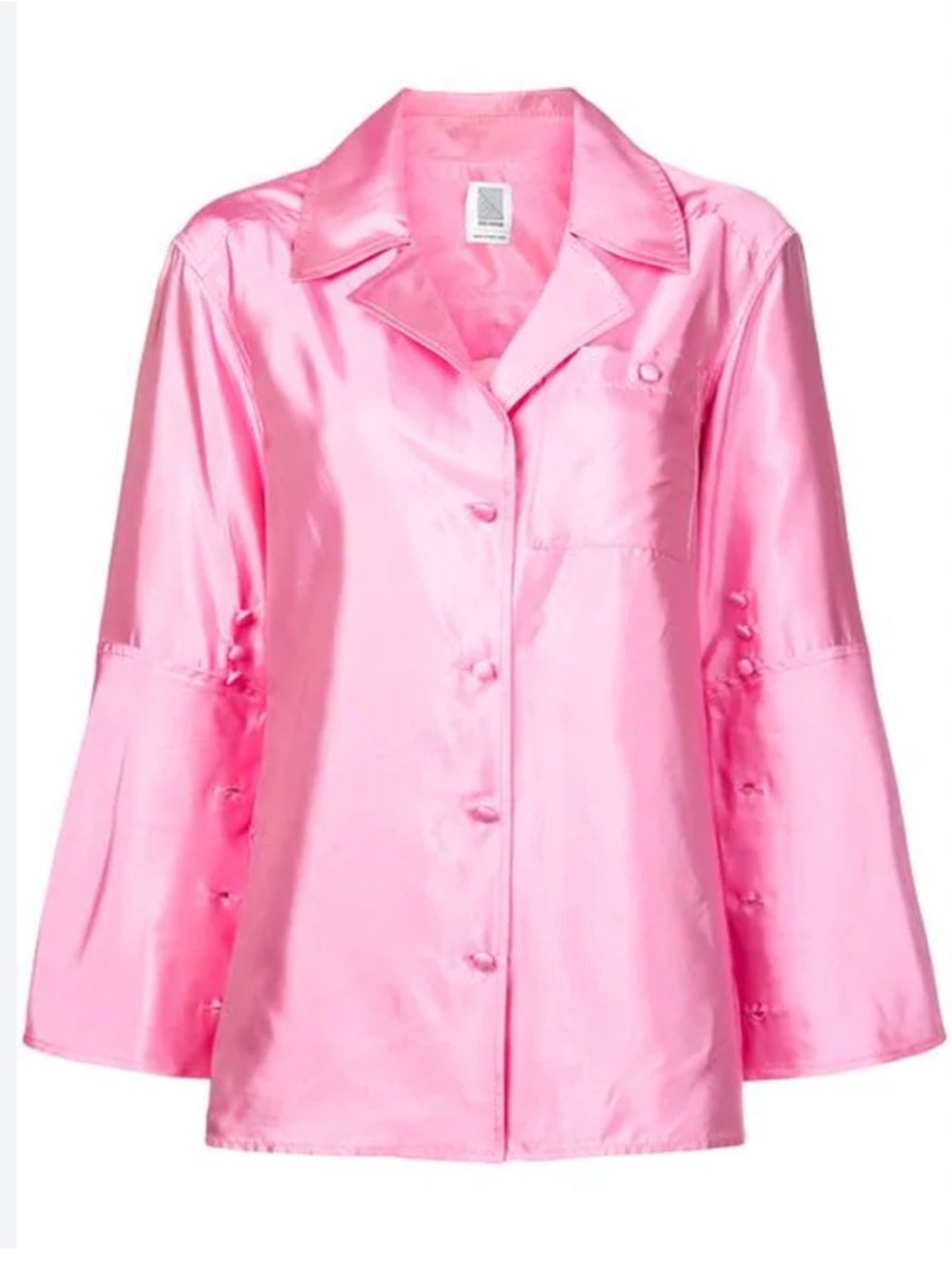 Rosie Assoulin Blouse Peek-A-Boo Button Down Satin Silk in Pink